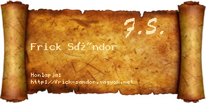 Frick Sándor névjegykártya